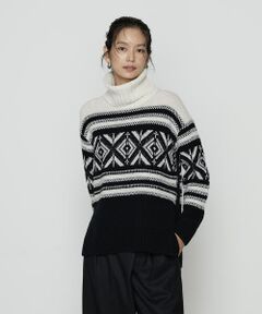 COMME CA PLATINUM S-SIZE / コムサ・プラチナ エスサイズ ニット・セーター | 〔 Sサイズ 〕 ジャカード編み ニットプルオーバー