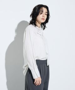 COMME CA PLATINUM S-SIZE / コムサ・プラチナ エスサイズ シャツ・ブラウス | 〔 Sサイズ 〕 リヨセルストライプ ボウタイブラウス
