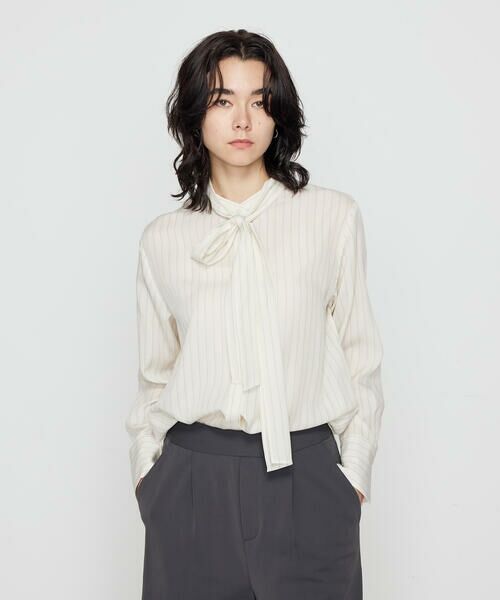COMME CA PLATINUM S-SIZE / コムサ・プラチナ エスサイズ シャツ・ブラウス | 〔 Sサイズ 〕 リヨセルストライプ ボウタイブラウス | 詳細13