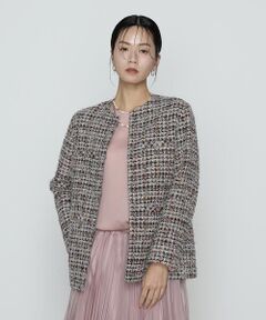 COMME CA PLATINUM S-SIZE / コムサ・プラチナ エスサイズ ノーカラージャケット | 〔 Sサイズ 〕 ファンシーツイード ノーカラージャケット