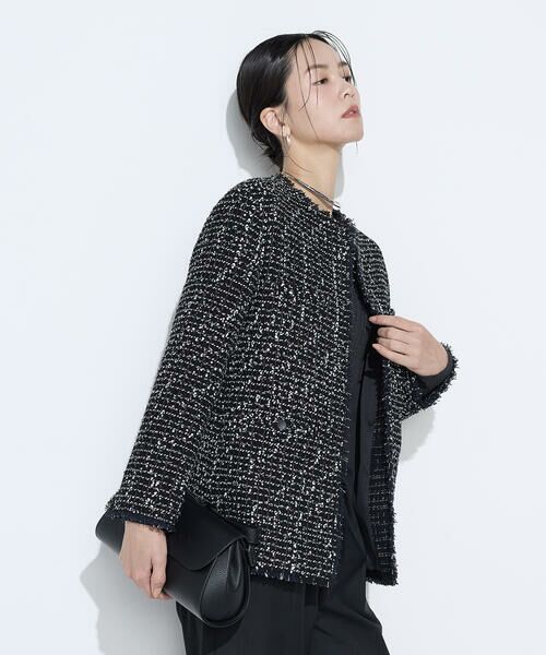 COMME CA PLATINUM S-SIZE / コムサ・プラチナ エスサイズ ノーカラージャケット | 〔 Sサイズ 〕 ファンシーツイード ノーカラージャケット | 詳細7