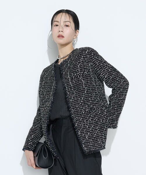 COMME CA PLATINUM S-SIZE / コムサ・プラチナ エスサイズ ノーカラージャケット | 〔 Sサイズ 〕 ファンシーツイード ノーカラージャケット | 詳細8