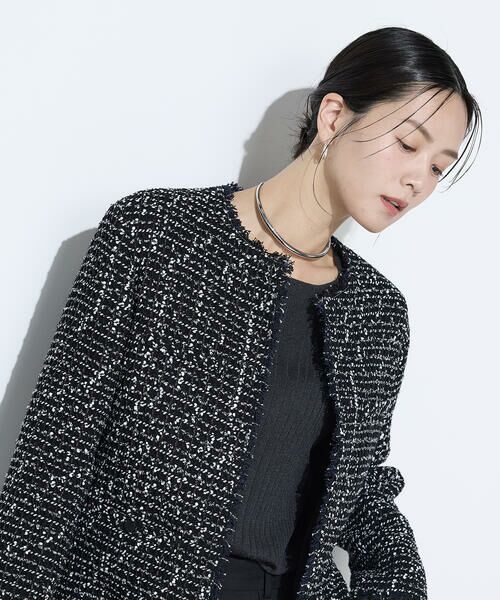 COMME CA PLATINUM S-SIZE / コムサ・プラチナ エスサイズ ノーカラージャケット | 〔 Sサイズ 〕 ファンシーツイード ノーカラージャケット | 詳細9