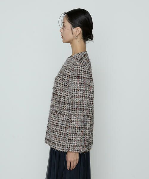 COMME CA PLATINUM S-SIZE / コムサ・プラチナ エスサイズ ノーカラージャケット | 〔 Sサイズ 〕 ファンシーツイード ノーカラージャケット | 詳細15