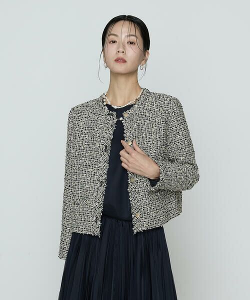 COMME CA PLATINUM S-SIZE / コムサ・プラチナ エスサイズ ノーカラージャケット | 〔 Sサイズ 〕 セレモニーツイード ノーカラージャケット | 詳細10
