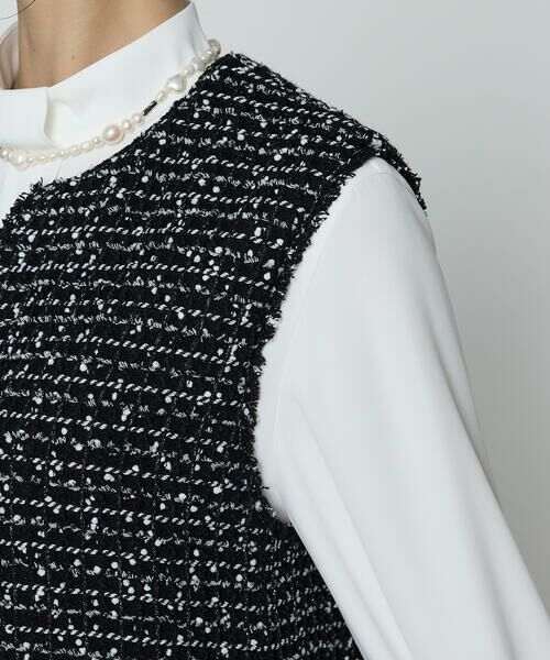 COMME CA PLATINUM S-SIZE / コムサ・プラチナ エスサイズ ベスト | 〔 Sサイズ 〕 ファンシーツイード キーネックカラージレ | 詳細8