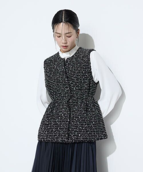 COMME CA PLATINUM S-SIZE / コムサ・プラチナ エスサイズ ベスト | 〔 Sサイズ 〕 ファンシーツイード キーネックカラージレ | 詳細15