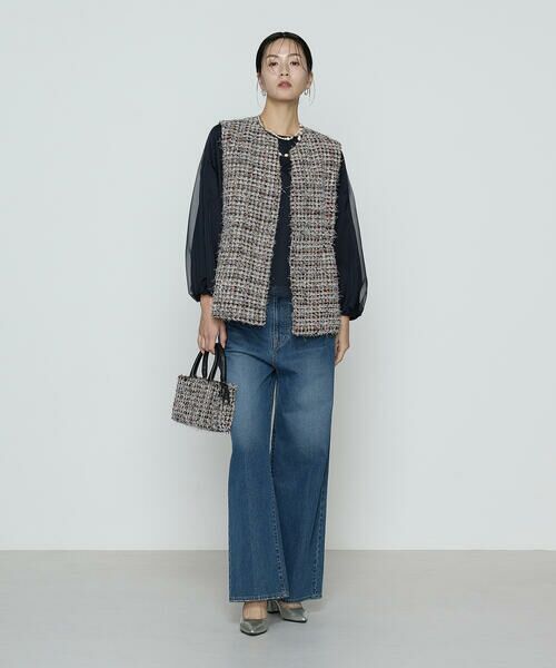 COMME CA PLATINUM S-SIZE / コムサ・プラチナ エスサイズ ベスト | 〔 Sサイズ 〕 ファンシーツイード キーネックカラージレ | 詳細17