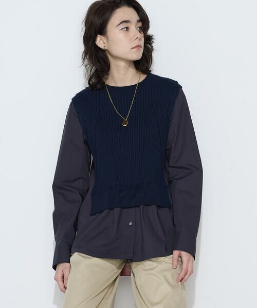 COMME CA PLATINUM S-SIZE / コムサ・プラチナ エスサイズ シャツ・ブラウス | 〔 Sサイズ 〕 ニットドッキング プルオーバーシャツ | 詳細6