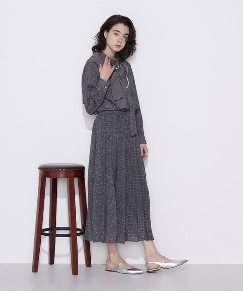 COMME CA PLATINUM S-SIZE / コムサ・プラチナ エスサイズ ロング・マキシ丈スカート | 〔 Sサイズ 〕 ドットプリント プリーツスカート | 詳細1