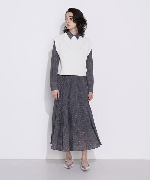 COMME CA PLATINUM S-SIZE / コムサ・プラチナ エスサイズ ロング・マキシ丈スカート | 〔 Sサイズ 〕 ドットプリント プリーツスカート | 詳細3