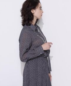 COMME CA PLATINUM S-SIZE / コムサ・プラチナ エスサイズ シャツ・ブラウス | 〔 Sサイズ 〕 ドットプリント ボウタイシャツ