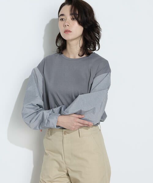 COMME CA PLATINUM S-SIZE / コムサ・プラチナ エスサイズ カットソー | 〔 Sサイズ 〕 TCポンチ 異素材プルオーバー（04:グレー）