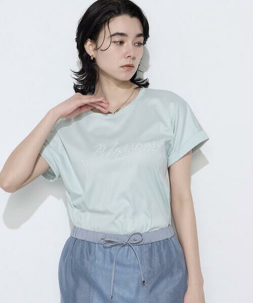 COMME CA PLATINUM S-SIZE / コムサ・プラチナ エスサイズ Tシャツ | 〔 Sサイズ 〕 コットンスムース パールTシャツ（29:ミント）