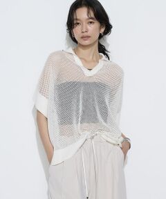 COMME CA PLATINUM S-SIZE / コムサ・プラチナ エスサイズ ニット・セーター | 〔 Sサイズ 〕 リネンメッシュ スキッパープルオーバー