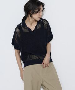 COMME CA PLATINUM S-SIZE / コムサ・プラチナ エスサイズ ニット・セーター | 〔 Sサイズ 〕 リネンメッシュ スキッパープルオーバー