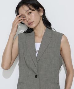 COMME CA PLATINUM S-SIZE / コムサ・プラチナ エスサイズ ベスト | 〔 Sサイズ 〕 ストレッチミニ千鳥 ジレ