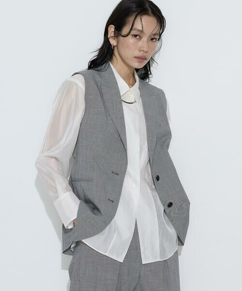 COMME CA PLATINUM S-SIZE / コムサ・プラチナ エスサイズ ベスト | 〔 Sサイズ 〕 ストレッチミニ千鳥 ジレ | 詳細5