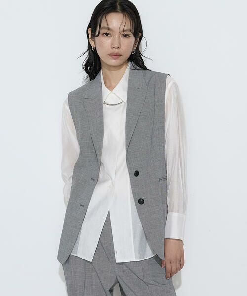 COMME CA PLATINUM S-SIZE / コムサ・プラチナ エスサイズ ベスト | 〔 Sサイズ 〕 ストレッチミニ千鳥 ジレ（04:モノトーン系）