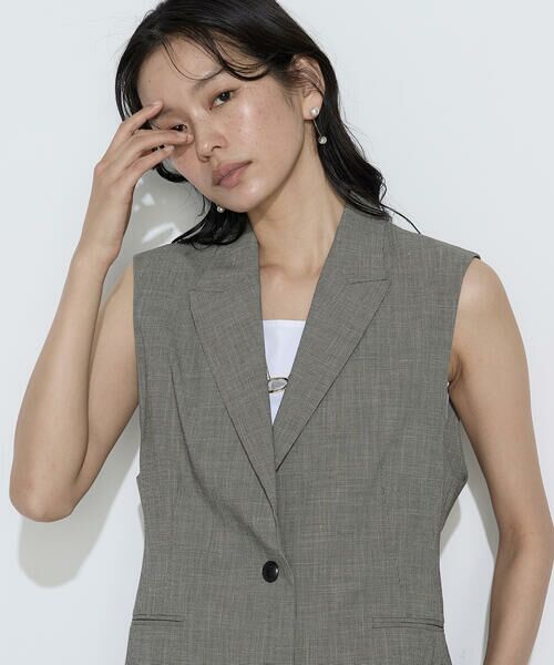 COMME CA PLATINUM S-SIZE / コムサ・プラチナ エスサイズ ベスト | 〔 Sサイズ 〕 ストレッチミニ千鳥 ジレ（15:ベージュ系）