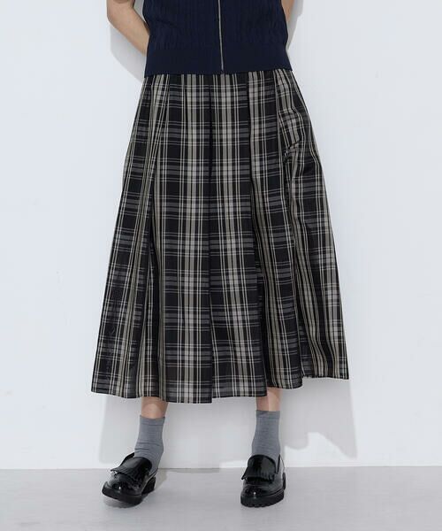 COMME CA PLATINUM S-SIZE / コムサ・プラチナ エスサイズ ロング・マキシ丈スカート | 〔 Sサイズ 〕 先染めシアーチェック タックスカート | 詳細3