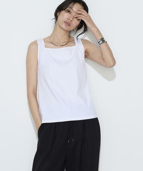 COMME CA PLATINUM S-SIZE / コムサ・プラチナ エスサイズ タンクトップ | 〔 Sサイズ 〕 ファインコットンフライス 2WAYインナー（01:シロ）