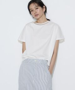 COMME CA PLATINUM S-SIZE / コムサ・プラチナ エスサイズ Tシャツ | 〔 Sサイズ 〕 ダブルフェイス ニット付きTシャツ