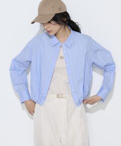 COMME CA PLATINUM S-SIZE / コムサ・プラチナ エスサイズ シャツ・ブラウス | 〔 Sサイズ 〕 コットンナイロンストライプ クロップドシャツ