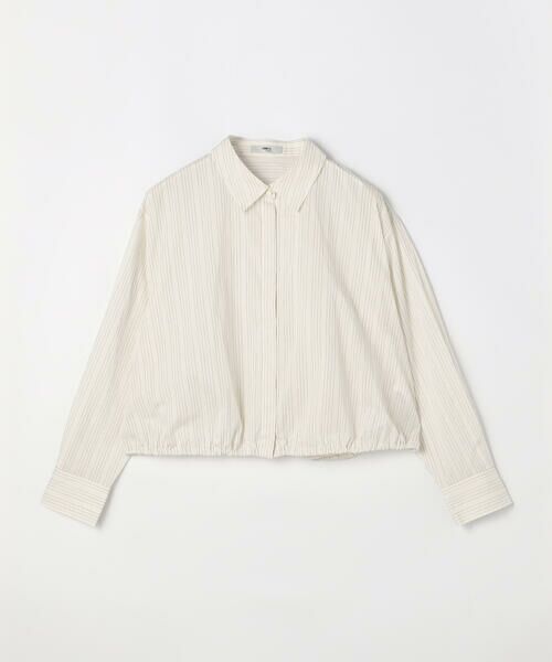 COMME CA PLATINUM S-SIZE / コムサ・プラチナ エスサイズ シャツ・ブラウス | 〔 Sサイズ 〕 コットンナイロンストライプ クロップドシャツ（02:オフ×クロ）