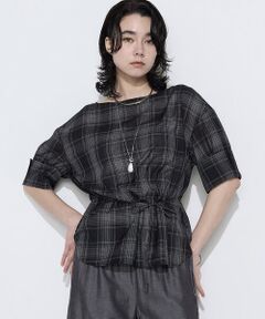 COMME CA PLATINUM S-SIZE / コムサ・プラチナ エスサイズ シャツ・ブラウス | 〔 Sサイズ 〕 モノトーンシアーチェック ブラウス