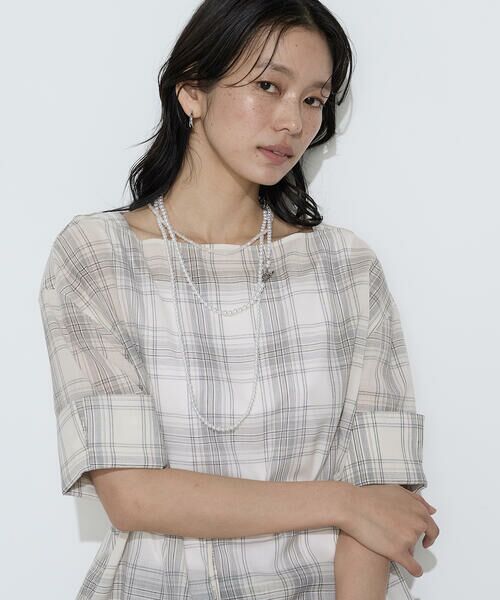 COMME CA PLATINUM S-SIZE / コムサ・プラチナ エスサイズ シャツ・ブラウス | 〔 Sサイズ 〕 モノトーンシアーチェック ブラウス | 詳細6