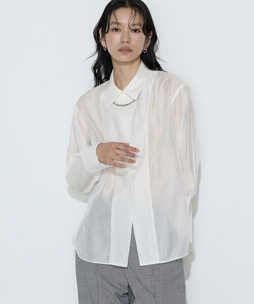 COMME CA PLATINUM S-SIZE / コムサ・プラチナ エスサイズ シャツ・ブラウス | 〔 Sサイズ 〕 シアーキュプラシルク シャツ（02:オフ）