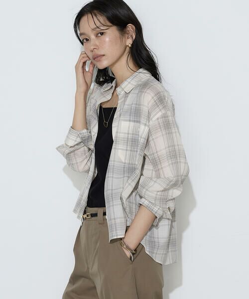 COMME CA PLATINUM S-SIZE / コムサ・プラチナ エスサイズ シャツ・ブラウス | 〔 Sサイズ 〕 モノトーンシアーチェック シャツ | 詳細7