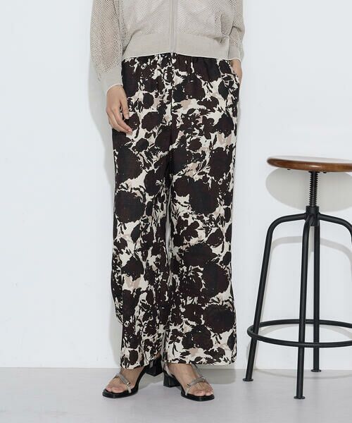COMME CA PLATINUM S-SIZE / コムサ・プラチナ エスサイズ その他パンツ | 〔 Sサイズ 〕 麻調ポリエステル ボタニカルプリントパンツ（14:ブラウン系）