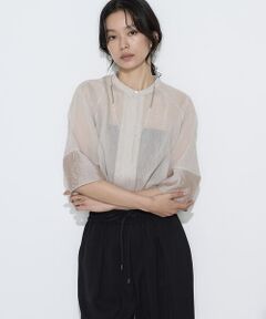 COMME CA PLATINUM S-SIZE / コムサ・プラチナ エスサイズ シャツ・ブラウス | 〔 Sサイズ 〕 リネンポリエステルオーガンジー ラグランスリーブシャツ羽織り