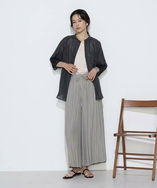 COMME CA PLATINUM S-SIZE / コムサ・プラチナ エスサイズ シャツ・ブラウス | 〔 Sサイズ 〕 リネンポリエステルオーガンジー ラグランスリーブシャツ羽織り | 詳細1