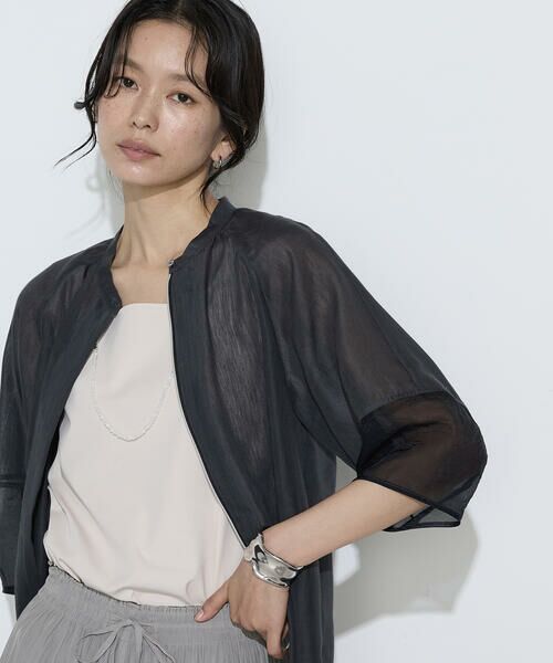 COMME CA PLATINUM S-SIZE / コムサ・プラチナ エスサイズ シャツ・ブラウス | 〔 Sサイズ 〕 リネンポリエステルオーガンジー ラグランスリーブシャツ羽織り | 詳細5