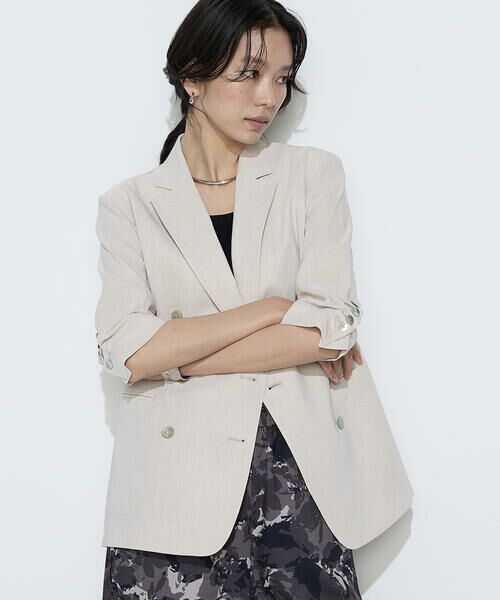 COMME CA PLATINUM S-SIZE / コムサ・プラチナ エスサイズ テーラードジャケット | 〔 Sサイズ 〕 リネン／トリアセテートストレッチ ダブルブレストジャケット | 詳細19