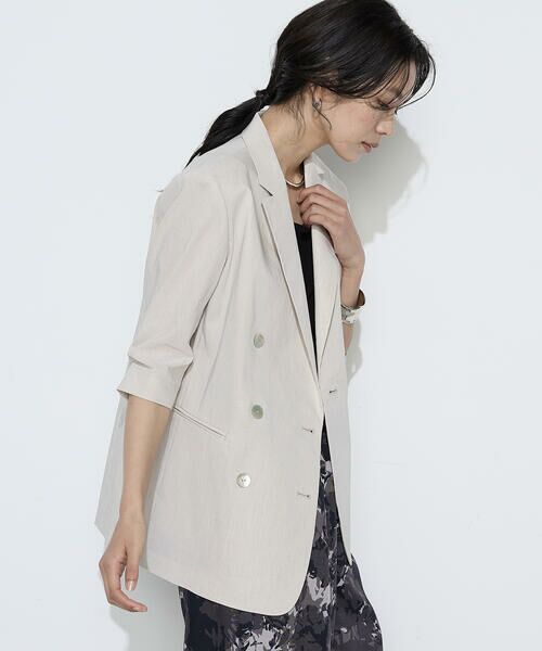 COMME CA PLATINUM S-SIZE / コムサ・プラチナ エスサイズ テーラードジャケット | 〔 Sサイズ 〕 リネン／トリアセテートストレッチ ダブルブレストジャケット | 詳細20