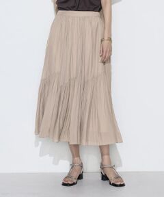 COMME CA PLATINUM S-SIZE / コムサ・プラチナ エスサイズ ロング・マキシ丈スカート | 〔 Sサイズ 〕 【セットアップ対応】カッセンシフォンオーガンジー アシンメトリーギャザースカート