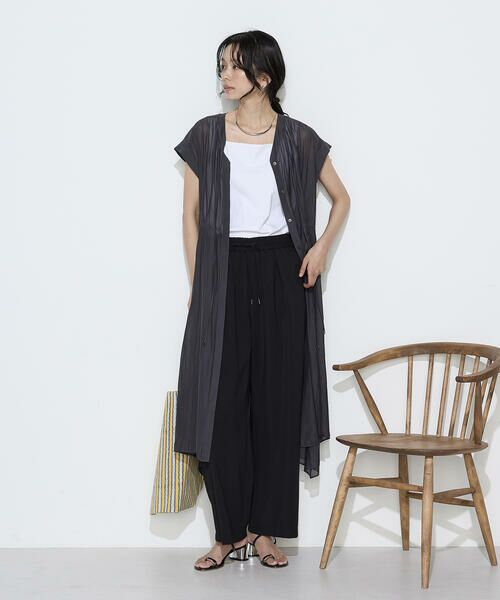 COMME CA PLATINUM S-SIZE / コムサ・プラチナ エスサイズ ロング・マキシ丈ワンピース | 〔 Sサイズ 〕 カッセンシフォン シャツドレス（08:チャコール）