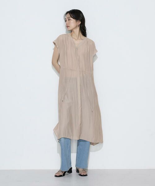 COMME CA PLATINUM S-SIZE / コムサ・プラチナ エスサイズ ロング・マキシ丈ワンピース | 〔 Sサイズ 〕 カッセンシフォン シャツドレス（15:ベージュ）