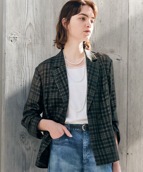 COMME CA PLATINUM S-SIZE / コムサ・プラチナ エスサイズ テーラードジャケット | 〔 Sサイズ 〕 【セットアップ対応】接結チェック シアージャケット（05:クロ×シロ）