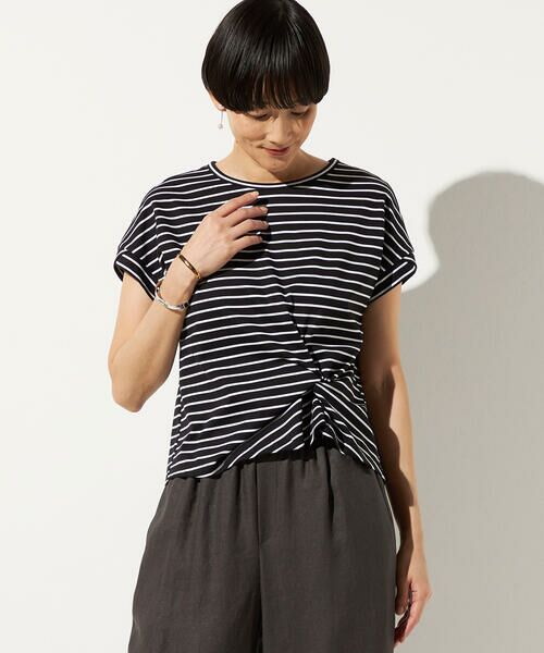 COMME CA PLATINUM S-SIZE / コムサ・プラチナ エスサイズ カットソー | 〔 Sサイズ 〕 コットン強撚ポンチ デザインタックシャツ | 詳細1