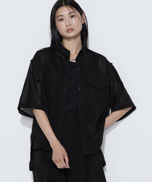 COMME CA PLATINUM S-SIZE / コムサ・プラチナ エスサイズ シャツ・ブラウス | 〔 Sサイズ 〕 【セットアップ対応】トリアセクールスラブ シャツ（05:ブラック）