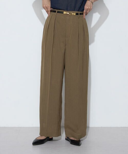 COMME CA PLATINUM S-SIZE / コムサ・プラチナ エスサイズ その他パンツ | 〔 Sサイズ 〕 【セットアップ対応】【RE:撚】トリアセクールスラブ タックワイドパンツ（14:カーキブラウン）