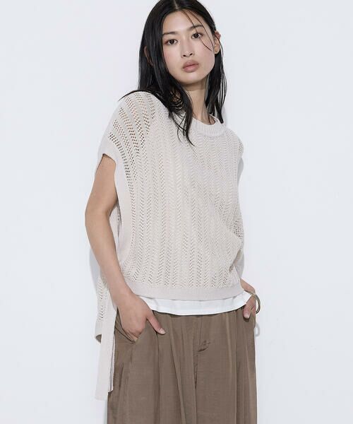 COMME CA PLATINUM S-SIZE / コムサ・プラチナ エスサイズ その他トップス | 〔 Sサイズ 〕 美濃和紙 ツインニットプルオーバー（07:キナリ）