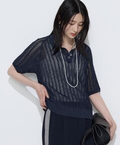 COMME CA PLATINUM S-SIZE / コムサ・プラチナ エスサイズ ニット・セーター | 〔 Sサイズ 〕 美濃和紙 透かしニットポロ