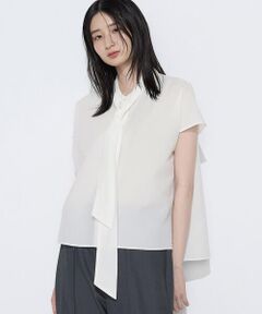 COMME CA PLATINUM S-SIZE / コムサ・プラチナ エスサイズ シャツ・ブラウス | 〔 Sサイズ 〕 ミニギンガムサッカー ボウタイブラウス