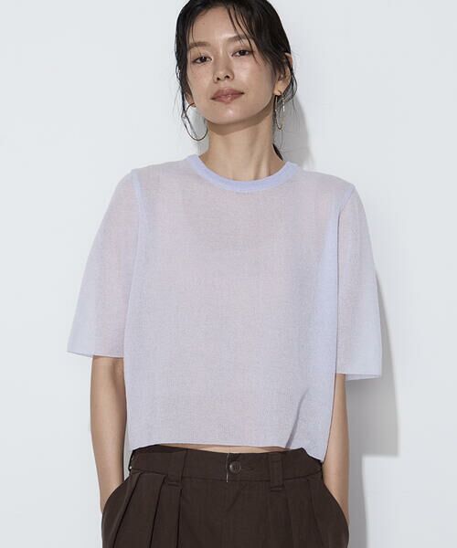 COMME CA PLATINUM S-SIZE / コムサ・プラチナ エスサイズ ニット・セーター | 〔 Sサイズ 〕 ポリエステルラミー プルオーバーニット（25:ラベンダー系）